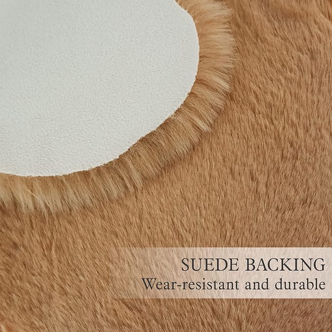 4x5.3 ft Bear Shaggy Large Rug, Soft Fluffy Faux Sheepskin Fur Rug Fuzzy Shag Area Rug Cute Plush Carpet for Nursery Kids Girls Bedroom Room Aesthetic Living Room Floor Home Decor, Brown