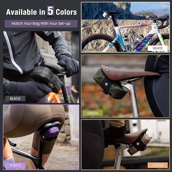 Lumiere & Co. Falcon Magnetic Saddle Bag – 0.37L | 5"x 3"x 1.5" | Sleek Minimalist Design, Fast Magnetic Buckle Attachment | Cycling Bike Bag (Purple, Ultra Small)