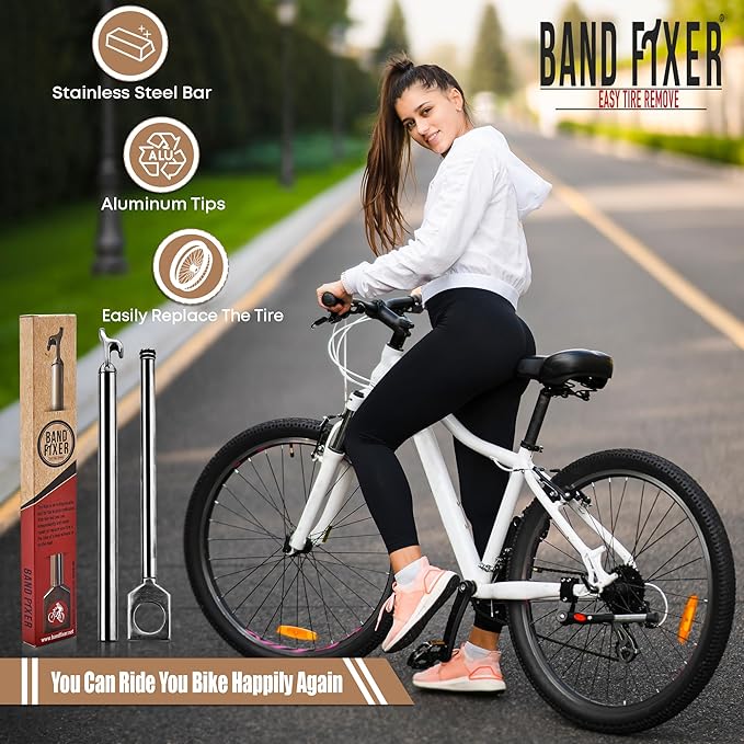 BANDFİXER Bike Tire Lever Bicycle Tire Repair Kit Removal and Fitting Back Tool for All Kind of Bike Tires Long Lasting Stainless Steel Body Adjustable for All Rim Dimensions
