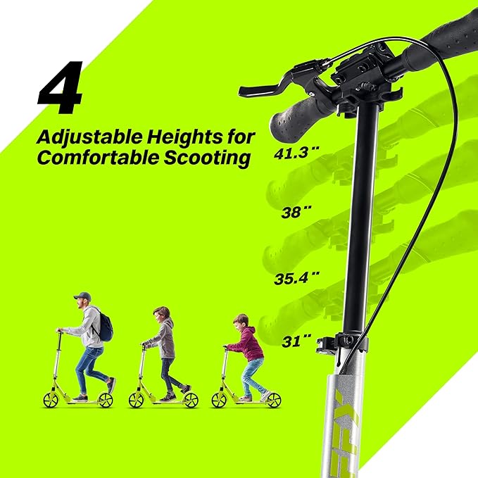 ZIFFY Scooter for Kids with Hand Brake, Foldable Kick Scooter for Ages 6-12, Lightweight Scooter for Boys with 4 Adjustable Heights, ABEC9 Bearings, Supports Up to 260 lbs by Jova