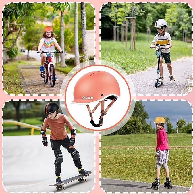 Kids Helmet, SIFVO Kids Bike Helmet Skateboard Helmet Scooter Helmet All-Round Protection Boys Girls Bike Helmet Kids to Youth Extended Visor Adjustable & Durable 51-55cm