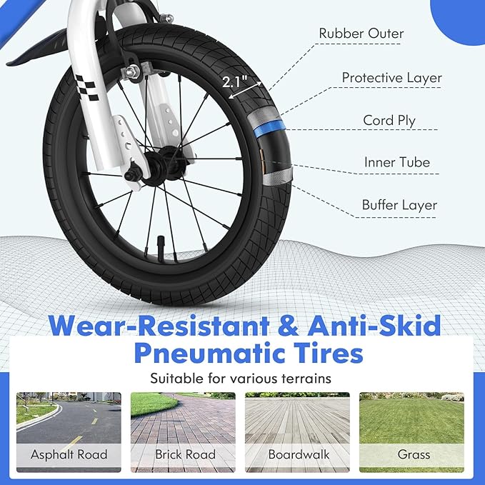 COSTWAY Kids Bike, 12 14 16 18 Inch Toddler Bike for Boys & Girls Aged 3-8 Years Old, Kids Bicycle w/Removable Training Wheels, Handbrake & Coaster Brake, Basket, Bell