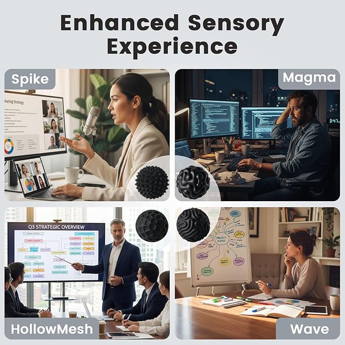 LovesTown 6PCS Silicone Magnetic Fidget Balls, Magnetic Sensory Fidget Balls Quiet Travel Toys for Adults Teens Office School Birthday Gift (Black)