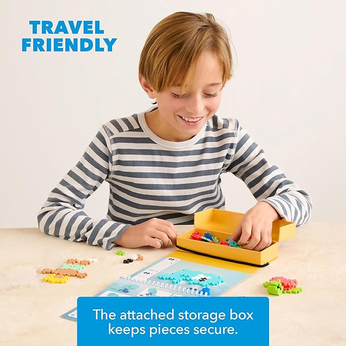 Plus Plus Puzzle By Number Activity Pad, Kids Travel Activities, Interlocking Mini Building Blocks, 3D Puzzle Stem Toy for Kids - Ocean