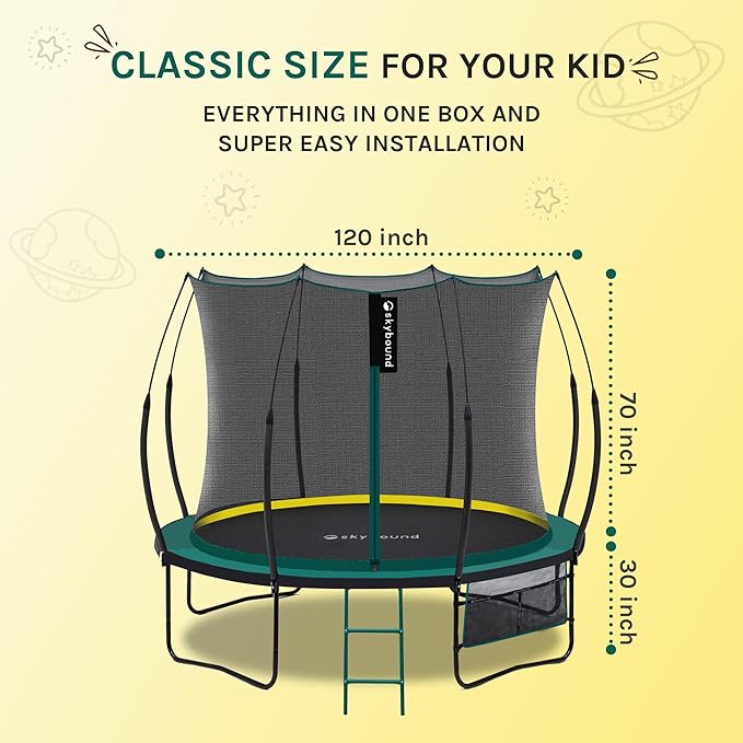 SkyBound 14 FT 12 FT 10FT 8FT 6FT Springless Trampoline for Kids and Adults - Recreational Trampolines with AntiRust Coating - Bungee Cords Outdoor Trampoline for Kids - No-Gap Design Zipper System