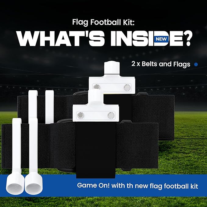 Gameday Flag Football Set – Kits for 2–14 Players w/Belts, Agility Cones & Carry Bag – Available in Multi Colors & Sizes