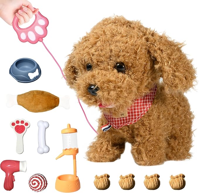 Puppy Toys for Kids, Toy Dogs That Walk and Bark, Walking Dog Toy for Kids with Leash, Interactive Stuffed Puppy with Remote Control, for Girls and Boys Aged 3-7 Year Old