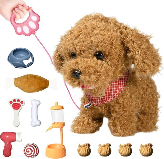 Puppy Toys for Kids, Toy Dogs That Walk and Bark, Walking Dog Toy for Kids with Leash, Interactive Stuffed Puppy with Remote Control, for Girls and Boys Aged 3-7 Year Old