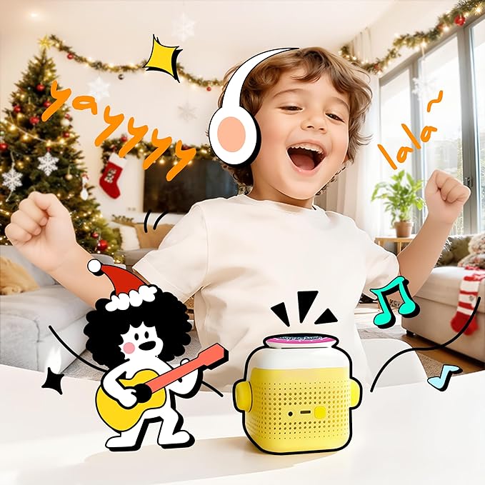 Kids Bluetooth Audio Speaker: Story Machine, Interactive Toy, Voice Recording, Pre-Loaded Stories and Muisic, Screen-Free Storytelling Toys, Christmas/Birthday Gift for Children