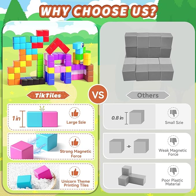 116PCS Magnetic Blocks with Magnet Eyes Toy, Magnetic Building Blocks with Storage Bag for Kids Gifts, STEM Preschool Sensory Magnetic Cubes for Toodlers Boys Girls Ages 3 4 5 6 7 8, Bright Color