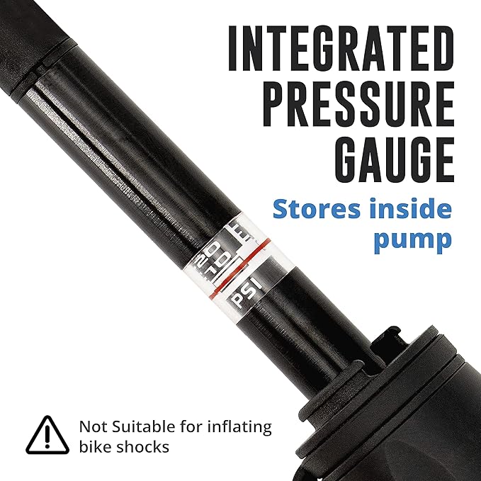 Vibrelli Mini Bike Pump - Presta & Schrader Bicycle Pump - 120 PSI Tire Pump for Road & MTB - No Valve Changing Needed