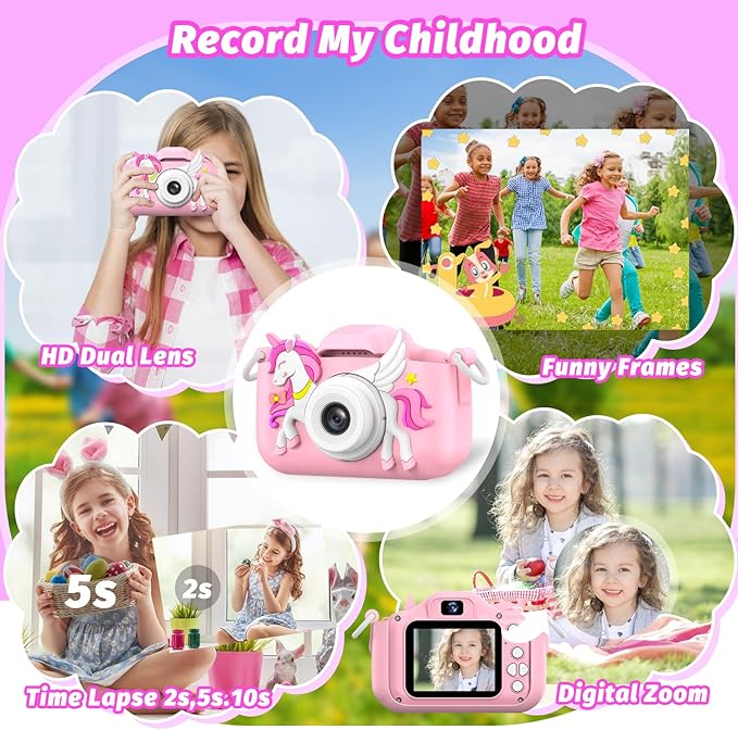 Kids Camera Toy, masterbee Children Camera Toys for Kid Age 3-12, Christmas/Birthday Gifts for Girls, 1080P HD Video Kids Digital Camera, Gift for 3 4 5 6 7 8 9 10 11 12 Year Old Girl