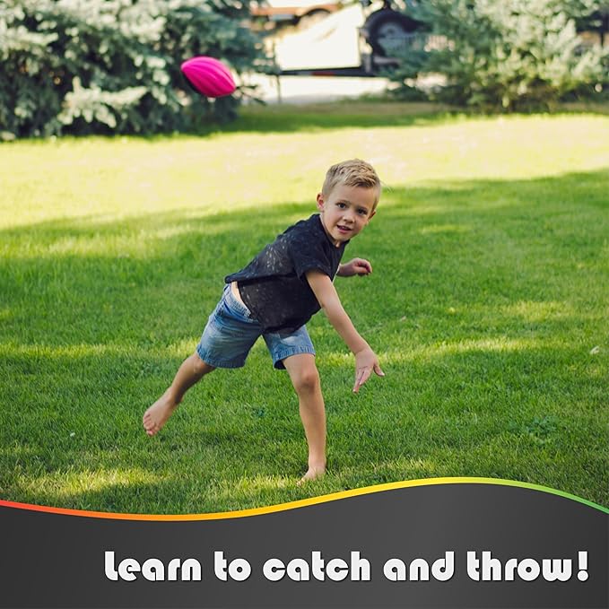 Mini Football Pack - 5” Spiral Small Foam Footballs for Kids (Red, Yellow, Blue, Pink, Orange, Green)