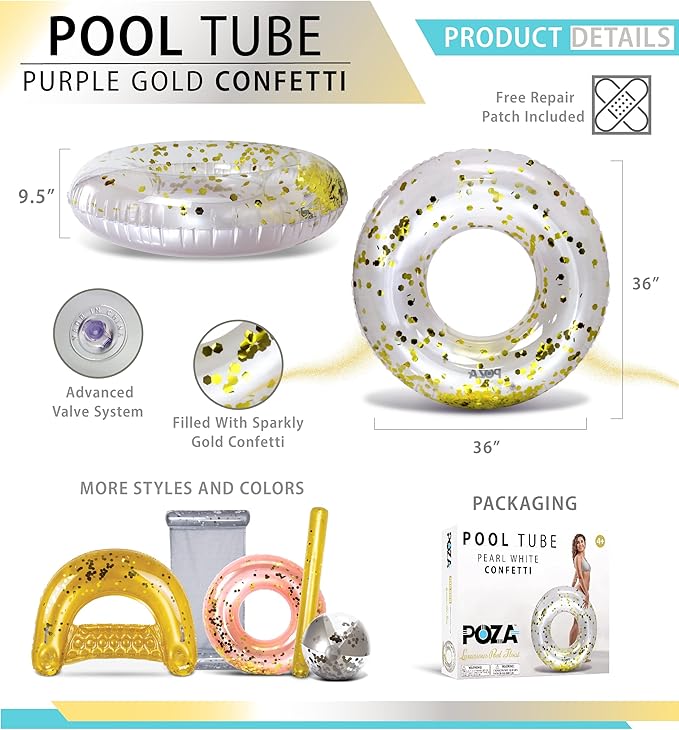 CoTa Global Inflatable Pool Float Tube Confetti Premium Swim Ring Heavy Duty Vinyl Flotation Pool Floats Toy for The Beach, Party, Vacation, UV Resistant - Pool Party