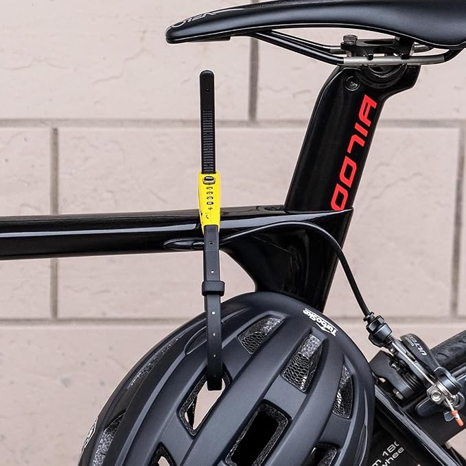 CXWXC Zip Tie Lock - 4-Digit Combo Cable Locks for Bike Motorcycle Helmet, Skateboard, Skis, Snowboard, Stroller & Cabinet - Ideal for Lightweight Security (2PC - Yellow, 45CM)