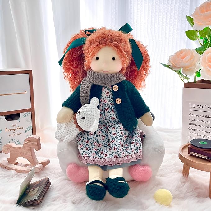 BlissfulPixie Handmade Waldorf Doll- Diana 12", Soft Girl Rag Doll with Cute Stuffed Plush, Ideal First for Babies & Toddlers