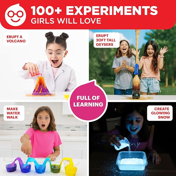 Doctor Jupiter Girls' Super Science Kit for Ages 8-12 Ideas for Girls 8,9,10+ Years Old | Chemistry Set, STEM Toy Kit with 100+ Experiments | Learning & Educational Projects