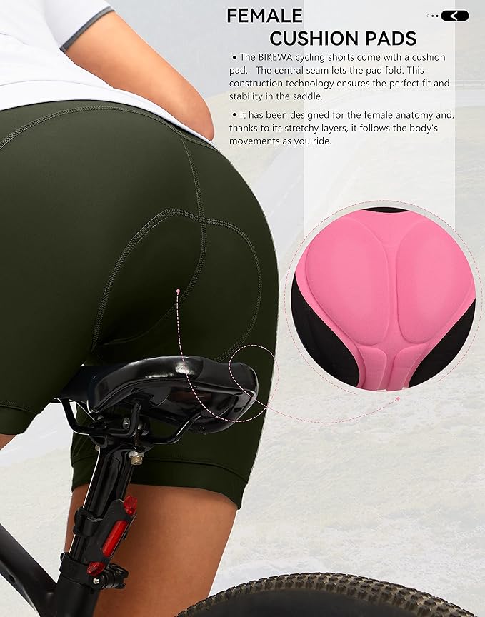 Women's 4D Padded Bike Shorts 5"/7" Riding Underwear Cycling Bicycle Road Biking Cycle Shorts for Women Zipper Pockets