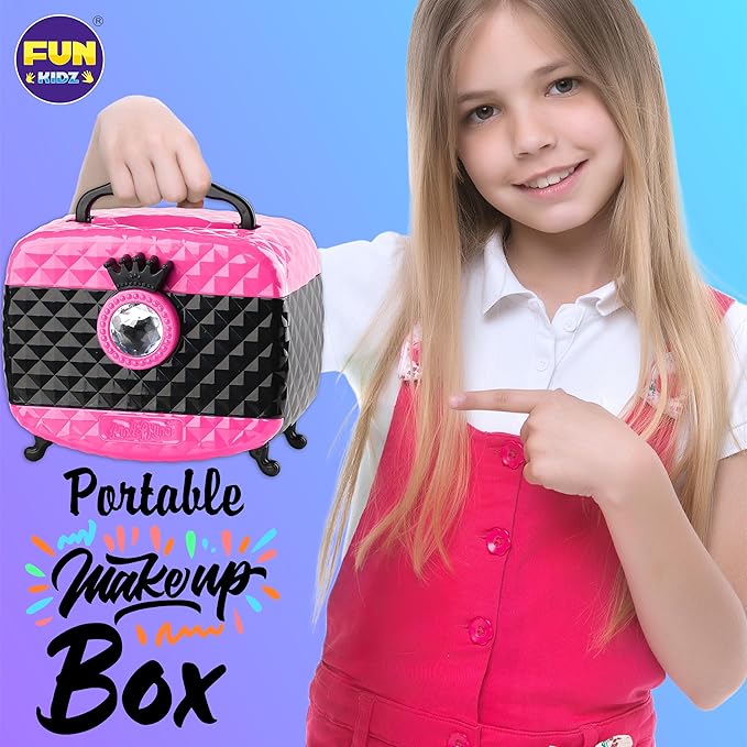 Makeup Kit for Kids, FunKidz Washable Play Pretend 60 PCS Cosmetic Toys Make Up Box Gift for Little Girls Ages 6-12