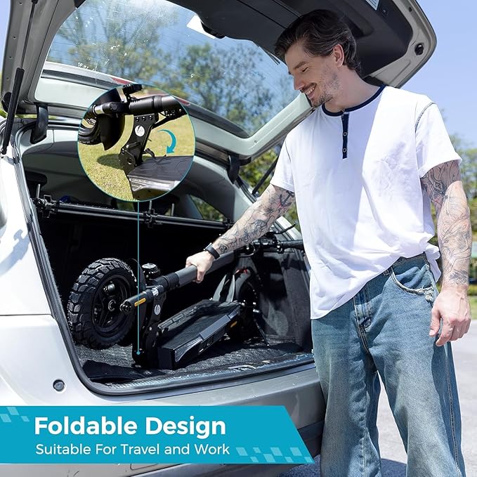 Electric Scooter for Adults, 28 MPH Top Speed & 28 Mile Range, 1000W Powerful Motor, 10" Off-Road Tires, Dual Suspension & Ambient Light & Turn Signals, Foldable Adjustable Handlebar Commuting Scooter