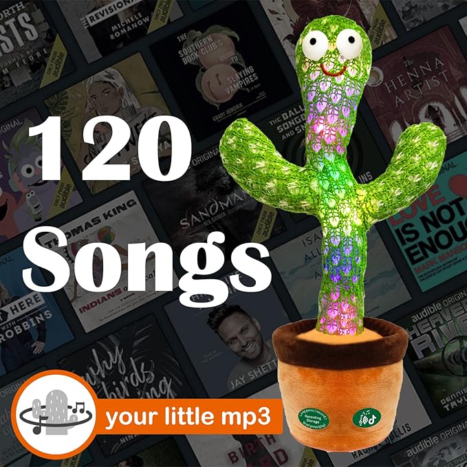[Update Volume Adjustable] Talking Cactus Toy Mimics Back, Gift Package Repeat Dancing Plush Toys - Talking Sing+Repeat+Dancing+Recording+Rainbow Led Cactus Toy(15 Second Recording)
