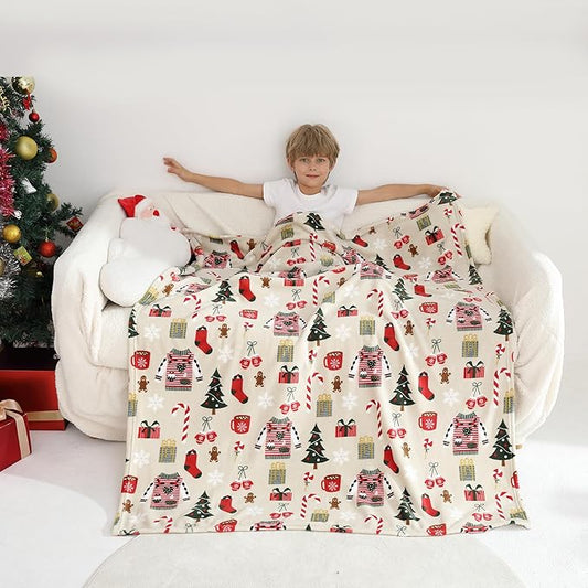 Softan Kids Throw Blanket for Girls & Boys, Warm Soft Toddler Fleece Blankets for Sofa Couch Bed， Cozy Fuzzy Plush Flannel Kids Throw Blanket for Daycare & School - Christmas Tree 50x60 inches
