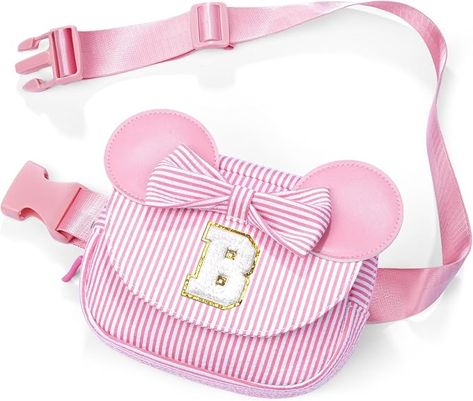 Birthday Gifts for Girls Kids, Personalized Small Initial Pink Belt Bag for Kid Girls | Small Initial Monogram Fanny Packs Crossbody Bag Purse for Girl Kid Year Old Birthday Gifts (Pink B)