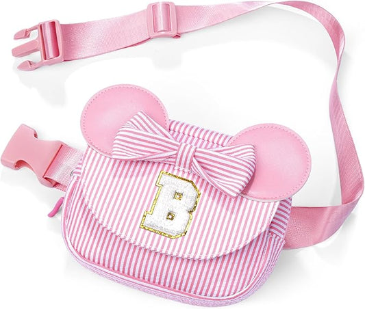 Birthday Gifts for Girls Kids, Personalized Small Initial Pink Belt Bag for Kid Girls | Small Initial Monogram Fanny Packs Crossbody Bag Purse for Girl Kid Year Old Birthday Gifts (Pink B)