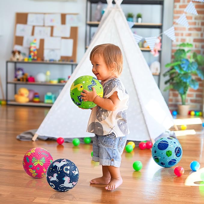 ZOOJOY Pack of 4 Playground Balls, 6" Rubber Bouncy Kickball Set for Toddlers Ages 1-6, Indoor & Outdoor Dodgeball Balls for Kids with 2 Hand Pumps & Gift Boxes – Fun School & Party Toys