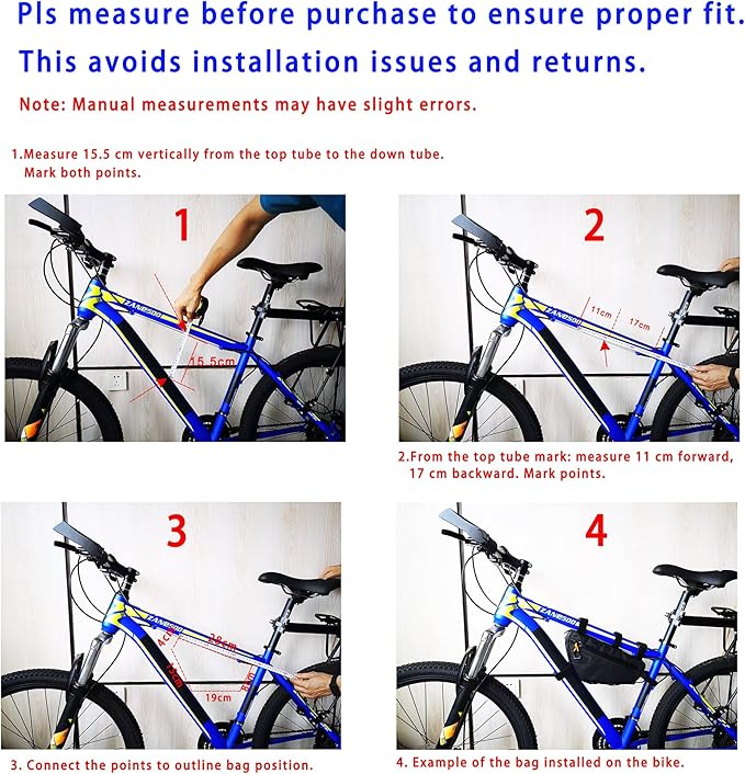 Rhinowalk Bicycle Front Frame Bag Bike Under Top Tube Triangle Bag Lightweight 1.7L Cycling Accessories Nylon Pack Pouch for Mountain Road Bike