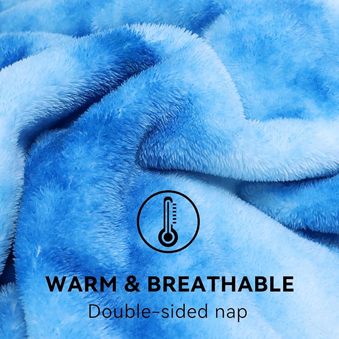 Fleece Throw Blanket Cozy Soft Lightweight Throw Blankets Warm Plush Blue Fall Blankets and Throws Couch Sofa Bed Camping Travel Picnic Outdoor Blanket Bedding Kid Baby Boys Girls Adults 60x80 in