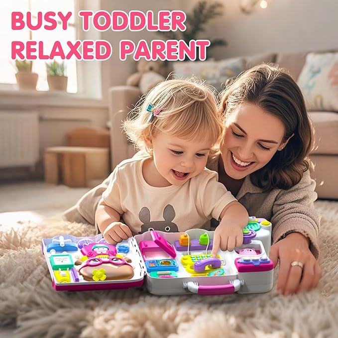 Baby Busy Board for 1-2 Year Old Boy Girl Gift,Musical Toddler Toys for 1+ Year Old,Early Educational Toy for Toddlers 1-3,Birthday Gifts for 1+Year Old Girl, 1 2 Year Old Christmas Toys Gifts