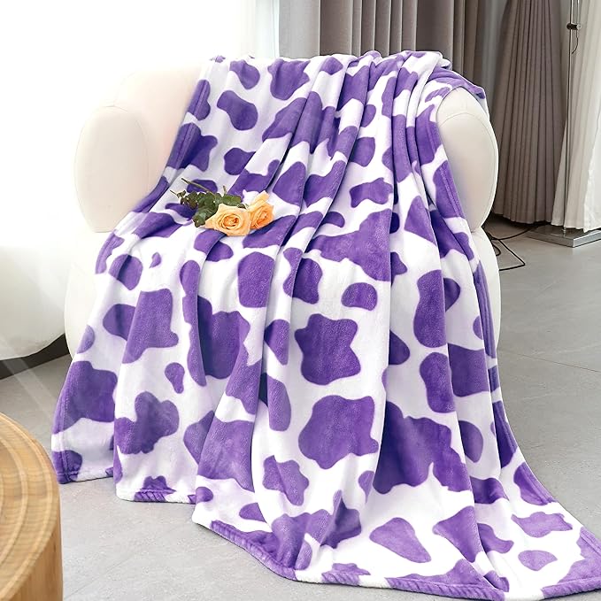 Purple Fleece Blanket Twin Size Lightweight Fuzzy Soft Throw 60x80 Inch Lavender Twin Blanket for Couch Bed Sofa Camping Traveling