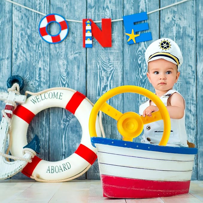 2 Pack Steering Wheel Playset Plastic Pirate Ships Wheel with Mounting Tools for Kids Playground Outdoor Gym (Purple, Yellow)