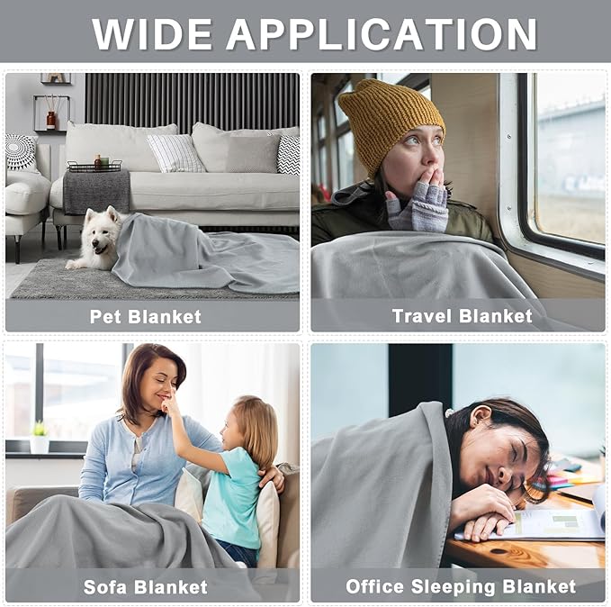 Newwiee 70 Pcs Fleece Throw Blankets Bulk Outdoor Wedding Guest Gifts Soft Lightweight Sleepover Lap Blankets Pet Home Sofa Couch Office Donation Homeless, 50 x 60 Inch (Gray)