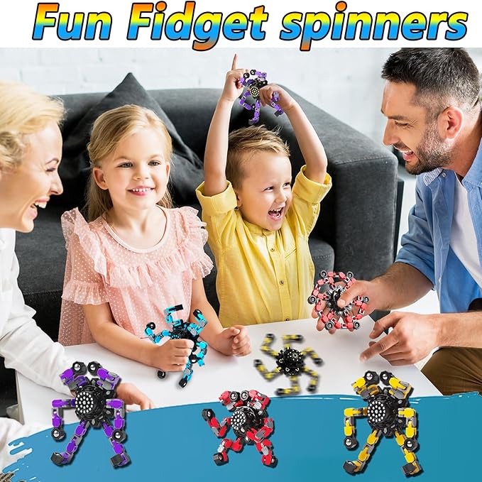 6pcs Transformable Fidget Spinners Children's Advanced Fidget Toys for Stress Relief Ideal Fidget Spinners for Sensory Toys for Boys and Girls with Autism，Party Favors