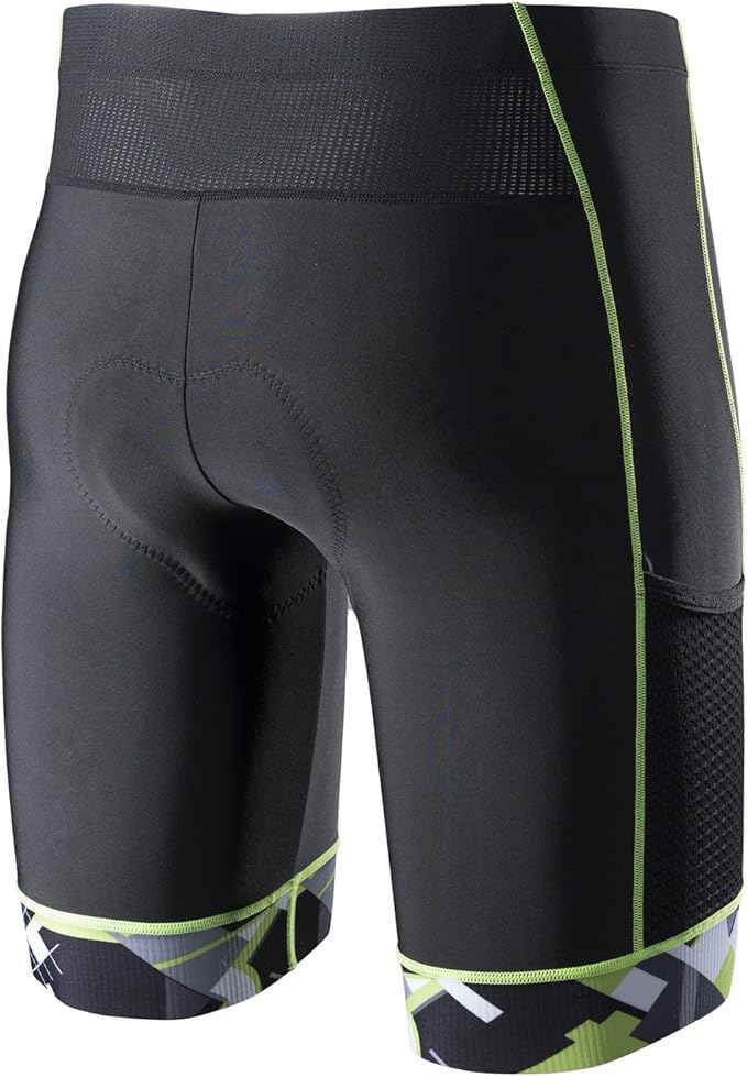 MY KILOMETRE Mens Triathlon Shorts with Adjustable Drawstring Easy Reach Leg Pockets Chamois for Long-Distance Tri Race