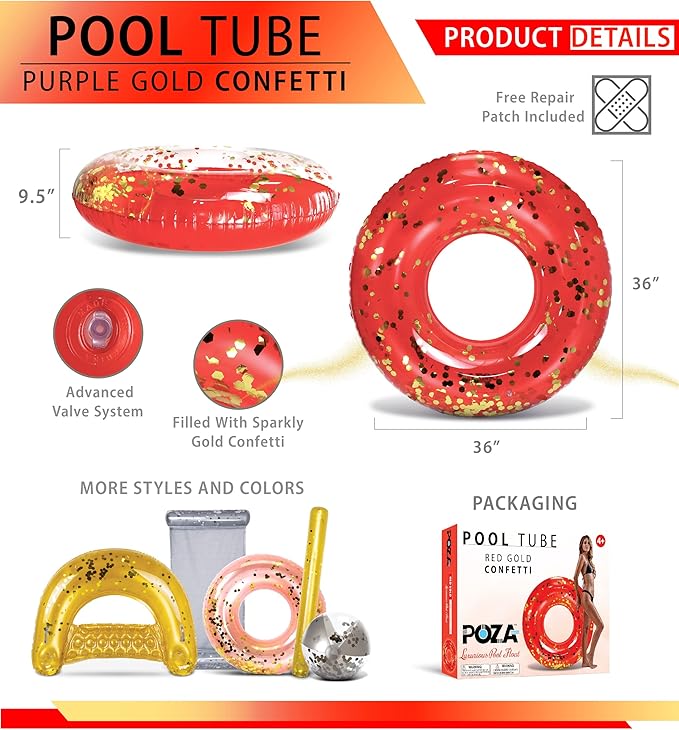 CoTa Global Inflatable Pool Float Tube Confetti Premium Swim Ring Heavy Duty Vinyl Flotation Pool Floats Toy for The Beach, Party, Vacation, UV Resistant - Pool Party