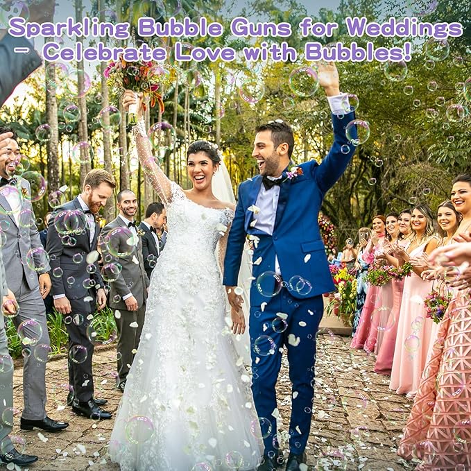 Bubble Gun, 125 Holes Bubble Machine Gun, Bubble Blaster Gun for Kids, Rechargeable Bubble Gun with Bubble Solution, Halloween Toy Party Favors Bubble Maker for Wedding Birthday (Purple)