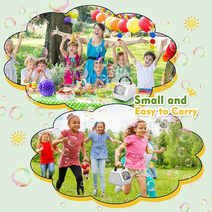 Portable Bubble Machine for Kids with 1800mAh Rechargeable Battery, 400ml Large Tank, Dual Speed Control & USB-C Charging, Indoor Outdoor Bubble Blower Party Toy (Classic, White)