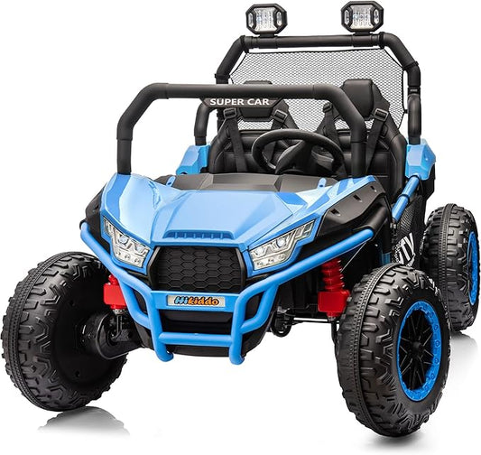 24V Kids UTV, 4WD 2 Seater Ride-on Toy Electric Car for Big Kids w/Remote Control, 2WD/4WD Switchable, 4x200W Motor - Blue