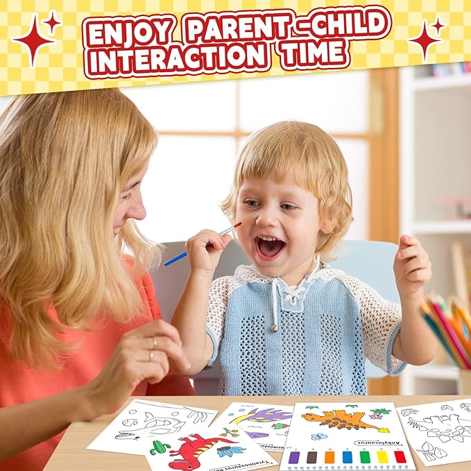 Paint with Water Coloring Books for Toddlers, Watercolor Painting Books for Kids Water Color Paint Kit Art Craft Birthday Gift for Ages 1-3, 4-8 (Dinosaurs)