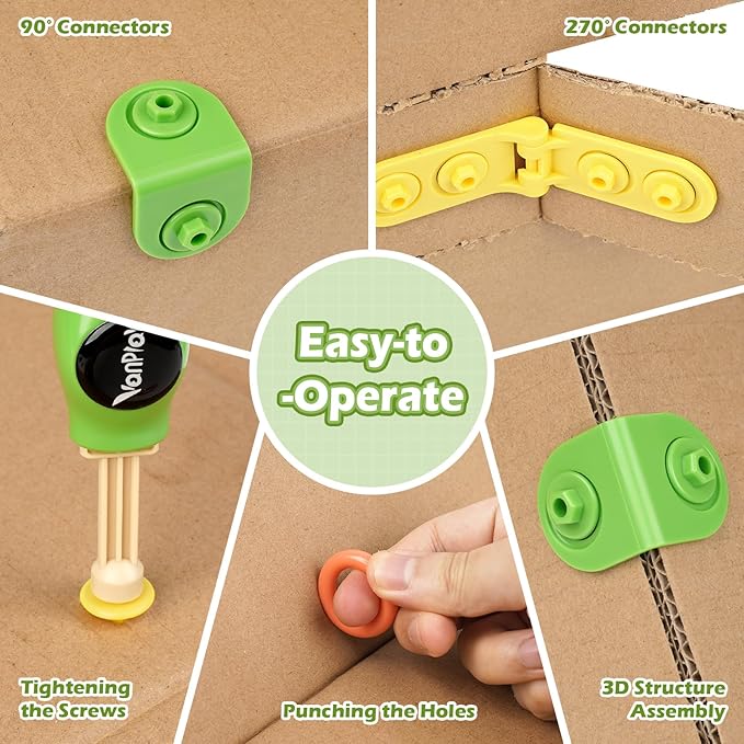 Vanplay Cardboard Cutter for Kids - Cardboard Tools for Kids, Cardboard Cutting Tool Set with Fold-Roller & Gloves, STEM Educational Construction Toys Gift for 5-9 Year Old Boys Girls