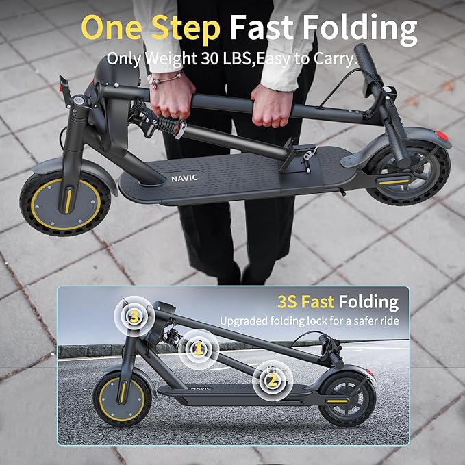 NAVIC Electric Scooter with Dual Suspension/Braking, 350W/500W Motor, 19/22 Mph, Max 22/27/49Mi Range, Foldable E Scooter for Adults with App
