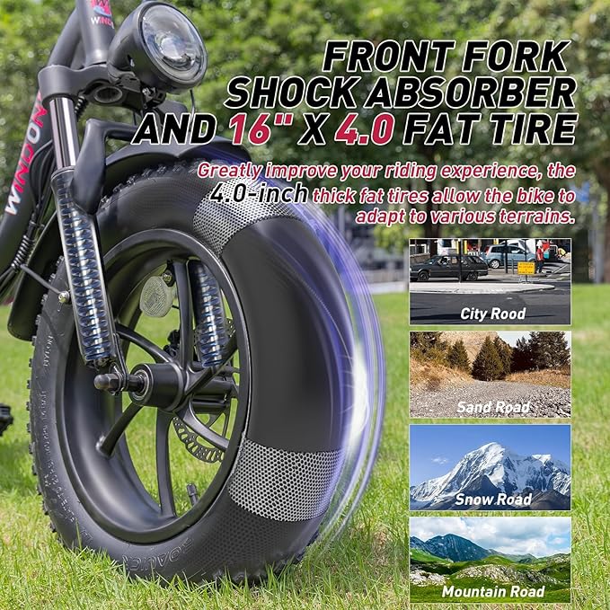 S14/S16 Electric Bike for Adults, Max 19/22 MPH Speed & 28/50 Miles Range (PAS), 500W/750W Peak Motor, Foldable, Lightweight, Shock Absorbers, UL 2849 Certified Ebike