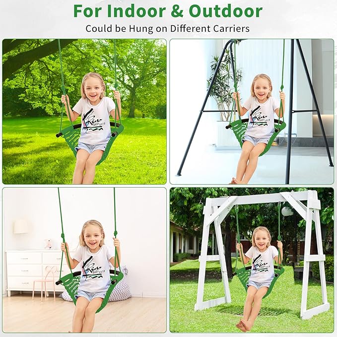 Hi-Na Kids Tree Swing Seat for Kids Rope Swing Seat, Indoor Swing for Kids Outdoor, Backyard Swing Tree Swing Seat Door Swing (Green)