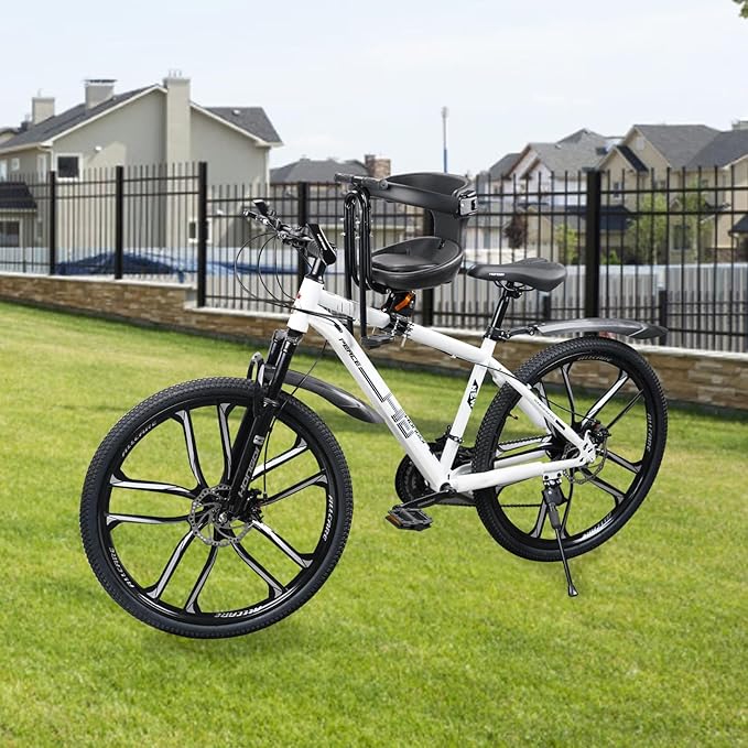 Toddler Bike Seat,1-3 Years Old Front Kids Bike Seat, Baby Bike Seat With Full Surround Guardrail, Safety Handle and Comfortable Pedals, Easy and Quick Installation of Toddler Bike Seat for Adult Bike