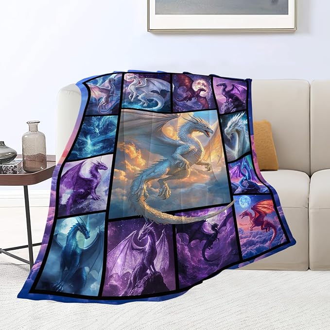Dragon Blanket Dragons Lover Throw Blankets Gifts for Girls Boys Kids Dragon Lover Soft Cozy Fleece Plush for Couch Sofa Bed 60"x50"