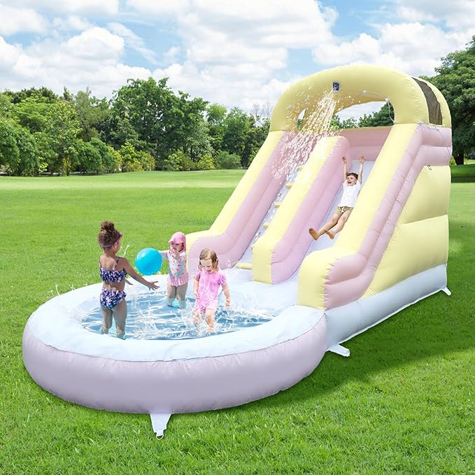 16FT Inflatable Water Slide 100% Thickened PVC Waterslide up Water Slides for Backyard Inflatable Water Park for Adults and Kid's with Slide/Water Pipe/Blower