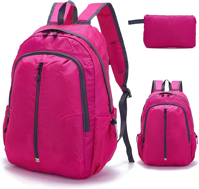 YZAOLL 25L Lightweight Packable Hiking Backpack Waterproof Hiking Daypack for Women Men Gym Backpack Travel Camping Vacation,Rose